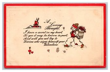 1914 Dutch Boy Embossed Valentines Day Postcard A Loving Thought picture
