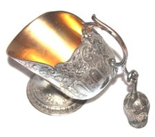Leonard Japan Silverplate Floral Candy Nut Server Sugar Bowl Scuttle w/ Spoon picture