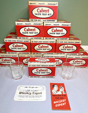 NOS Vintage Calvert Whiskey Taste Test Kit Glass Shot Glasses w/ Instructions picture