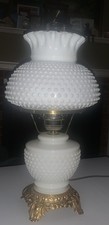 Vintage Fenton Hurricane Lamp - Large classic Hobnail Milk Glass 20” H 11” W picture