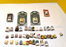 40+ Vintage Antique Thimble Collection Lot Metal Porcelain Advertising Sewing picture