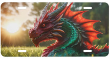Red Dragon Lying in Sun Aluminum License Plate 6x12 UV Protected New picture