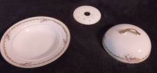 Vintage Noritake Bayard 3-Pc Covered Butter Dish Strainer Floral Gold Japan picture