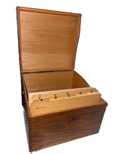 Large Vintage WEIS Oak Wooden Box Card Catalog Recipe File Dove Tail picture