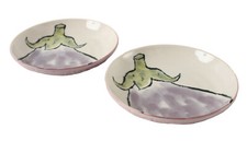 Mino ware Japan Ceramics Eggplant Plate Set of Two made in Japan picture