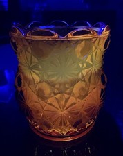Vtg  Dark Amber Amberina Daisy & Button Votive Candle Holder picture