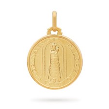 18k Yellow Gold Medal Our Lady of Loreto Pendant Religious from Vatican 18mm picture