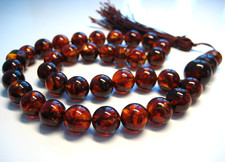 Islamic Prayer Beads Pressed Cognac Genuine Baltic Amber 33 beads 25.3 g.  picture