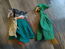 2 Vtg 1970's Norwegian Kitchen Witch Hanging Good Luck Charm Doll Cottage Gift picture