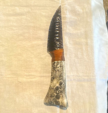 Beautiful Handmade Knapped Obsidian Blade Knife with Hand Painted Handle- 1/1 picture