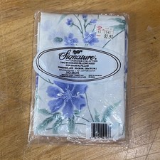 Vtg Signature Designer Collection Purple Floral Standard Pillowcases Set 2 NOS picture