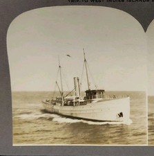 Private Stereoview Photo 1911 Sandy Hook NJ Pilot Boat From S.S. New York Vtg #6 picture