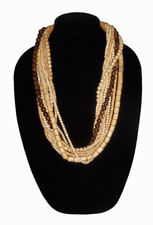 VTG Multi-Strand Wood Bead Necklace Tribal BOHO Handcrafted Fashion Jewelry picture
