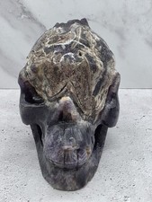 5lb Hand Carved Amethyst Agate Skull Druzy Crystal Cluster Natural Purple picture