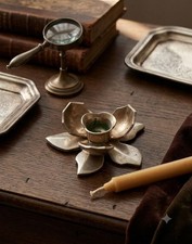 Elegant Solid Brass Lotus Flower Candle Holder – Luxury Decorative Tealight Stan picture