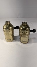 2 vintage new brass Leviton bulb socket rotary switch U picture