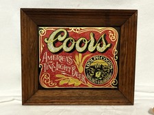 VTG Adolph Coors Golden Colorado Foil Glitter Glass Sign Framed Breweriana picture