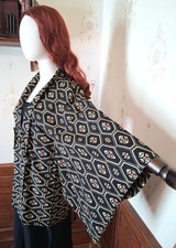 Vtg 1960s-80s Japanese Black Tortoiseshell Boho Festival Haori Jacket Kimono picture