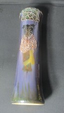 Antique WELLER Birdmal Purple Vase by Frederick Rhead with Asian Lady c. 1900* picture