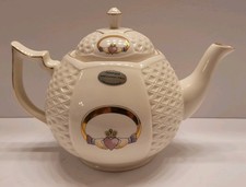 New Vintage Donegal Parian China Irish Claddagh Ring Design Teapot Ireland  picture