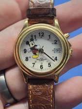 VINTAGE RARE Mickey Mouse Walking Leather Disney watch 1990s Watch MU0302 picture