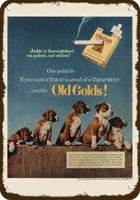 1952 OLD GOLD Cigarettes BOXER DOGS Vintage Look DECORATIVE REPLICA METAL SIGN picture