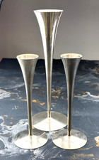 Vintage CBM Chevrolet Chrome Candlestick by Arthur Salm Rare, Bud Vase, set of 3 picture