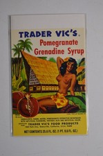 Vintage Trader Vic's Pomegranate Grenadine Syrup Label Nude Woman Tiki Hawaii picture
