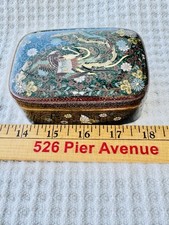 Unusual Japanese Cloisonne Box With A Phoenix On Top And Takaramono On Side picture