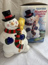 Frosty The Snowman Cookie Jar 11” Pipe Hat Musical Original Box Needs Batteries picture