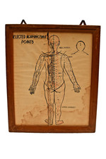Antique Hand Painted Acupuncture Chart Human Anatomy Medical Art India 1940s Old picture