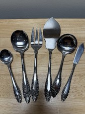 LCU57 Lifetime Cutlery Stainless Japan Scrolls & Flowers Lot of 6 Serving Set picture