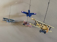Authentic Models WWI Airplane Hanging Mobile 4 Wood 1920s Aircraft Ceiling Decor picture