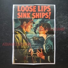 1941 WW2 USA AMERICA LOOSE LIPS SINK SHIPS NAVY SAILOR PROPAGANDA POSTER L778 picture