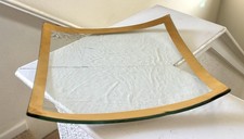 Annieglass Roman Antique Gold Square Vanity Tray Plate 4 Point 9.75” Signed 1995 picture