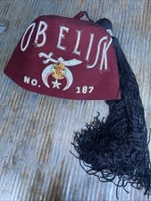 Vintage Freemason Shriners Ben Ali No 187 Obelisk Tassel Sacramento Cali Hat Cap picture