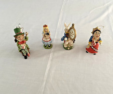 Vtg Alice in Wonderland Resin Ornament Set  Alice, Rabbit, Queen, MadHatter DS29 picture