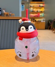 Starbucks Christmas Penguin Tumbler with Santa Hat Scarf Lid Holiday Drink Mug picture