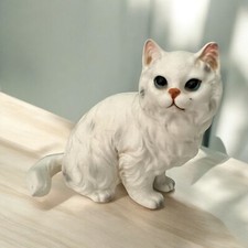 Vintage NapcoWare Bone China Cat Kitten Statue Figurine C9050  White 3” Tall picture