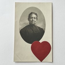 Antique RPPC Real Postcard Beautiful Mature Woman Red Heart Kind Eyes picture