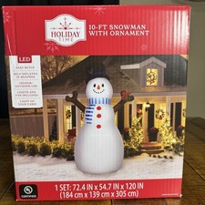 BNIB Gemmy 10ft Snowman With Ornament Airblown Christmas Yard Inflatable picture