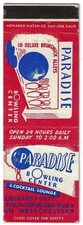 Vintage Matchbook Cover Paradise Bowling Center Westchester FS picture