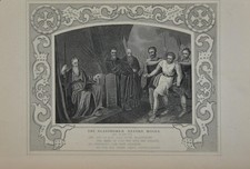 Antique Religious Art Blasphemer Before Moses 1860 Old Testament Christian picture