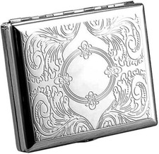 Vintage Metal Cigarette Case Box Silver Men Tobacco Holder for20s 90mm King Size picture