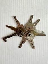 Lot of Vintage/Antique Flat Metal & Skeleton Keys on Ring- GM, National Etc picture