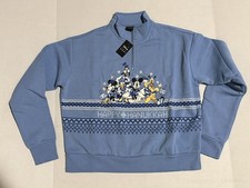 DISNEY HER UNIVERSE ‘HAPPY HANUKKAH MICKEY MINNIE HALF ZIP CREW PULLOVER: SMALL picture