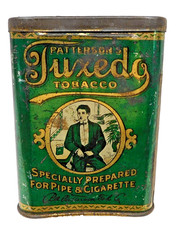Vintage Patterson's Tuxedo Tobacco Curved Tin For Pipe & Cigarette Tobacco picture