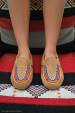 Vintage 1970's Native American Beaded  Moccasins #1 picture