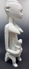 Antique African Tribal Primitive Maternity Large Painted Wood Sculpture  picture