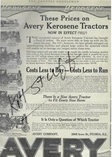 Avery Kerosene Tractors Advertisement - March 10, 1917 picture